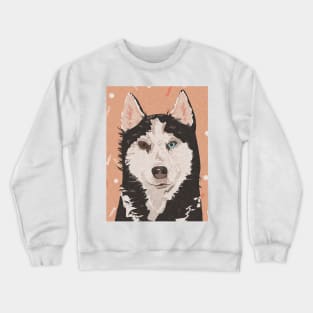 Husky Dog Illustration Print Crewneck Sweatshirt